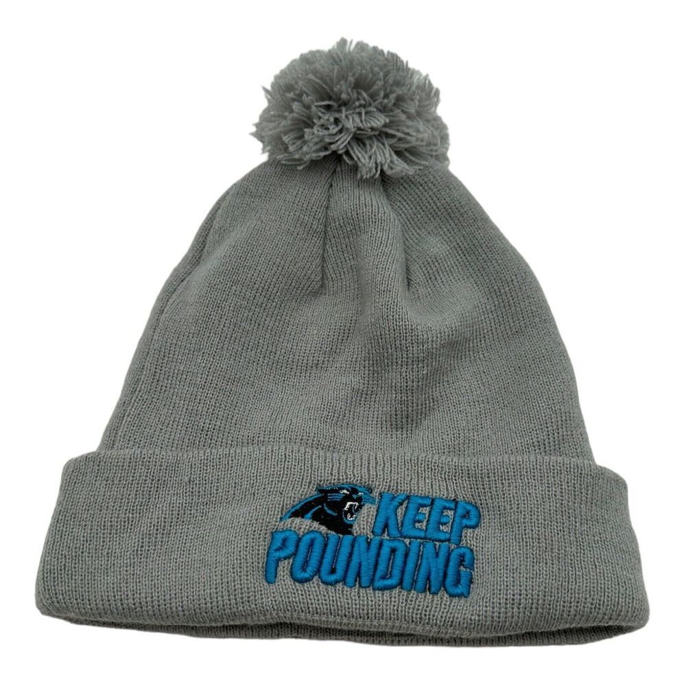NWT New‎ Era Carolina Panthers Keep Pounding NFL Gray Knit Beanie Winter Hat Cap
